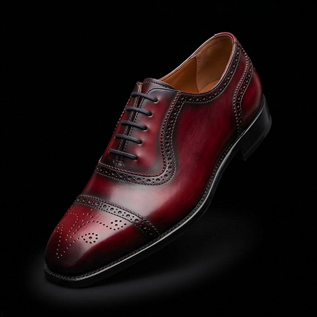 The Barktan – Burgundy & Blue Wingtip Brogue | Leather Shoe