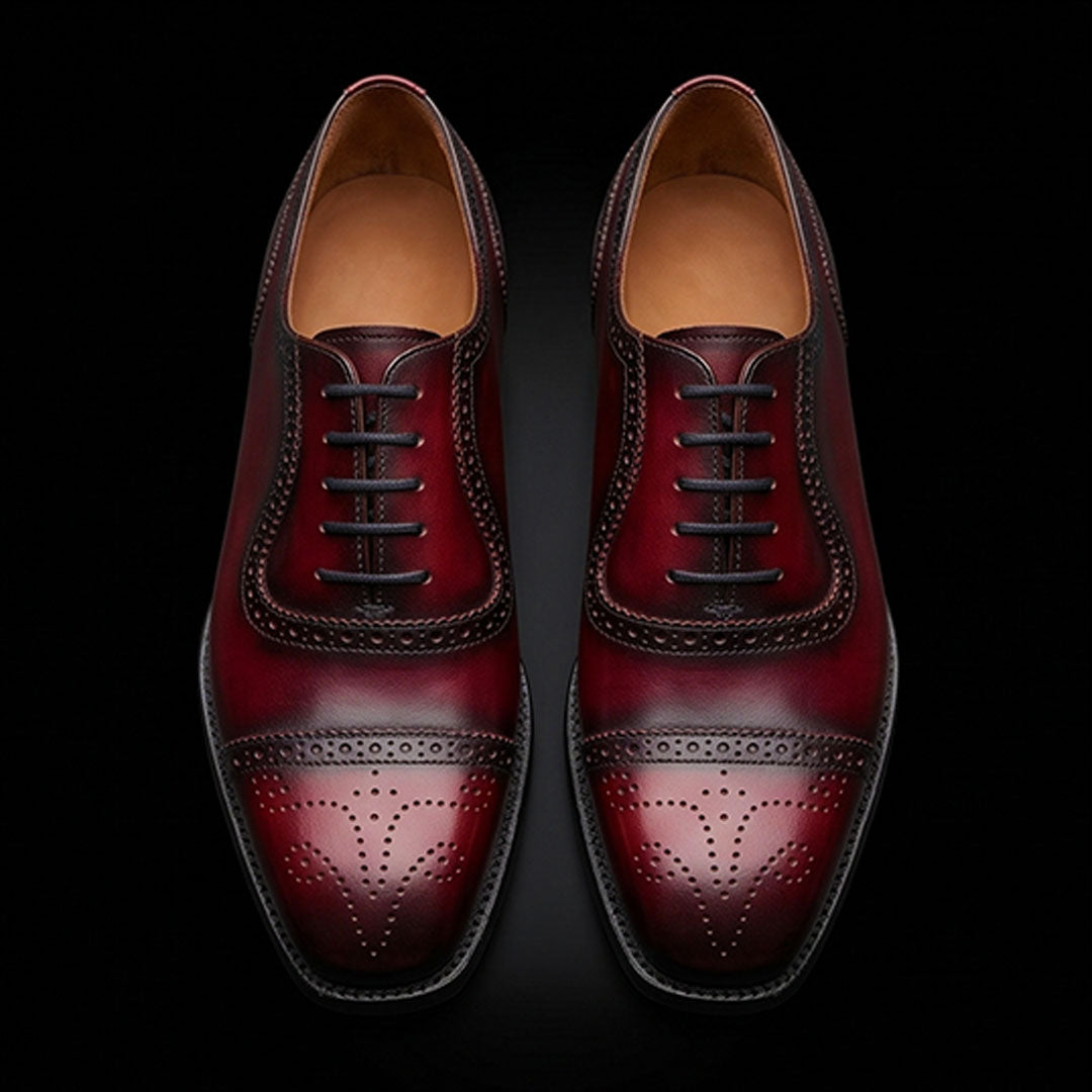 The Barktan – Burgundy & Blue Wingtip Brogue | Leather Shoe