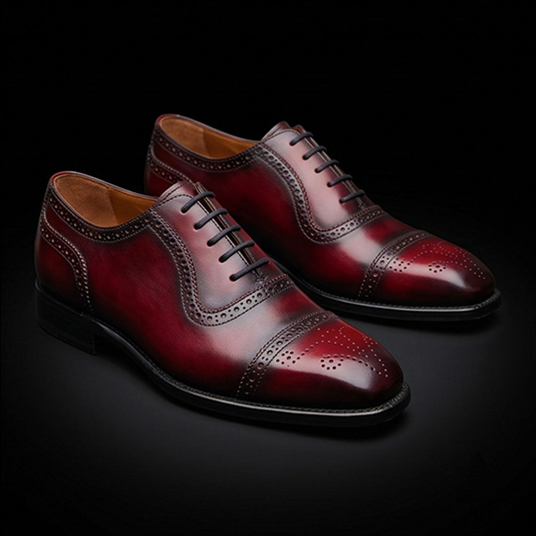 The Barktan – Burgundy & Blue Wingtip Brogue | Leather Shoe