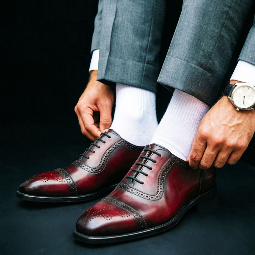 The Barktan – Burgundy & Blue Wingtip Brogue | Leather Shoe