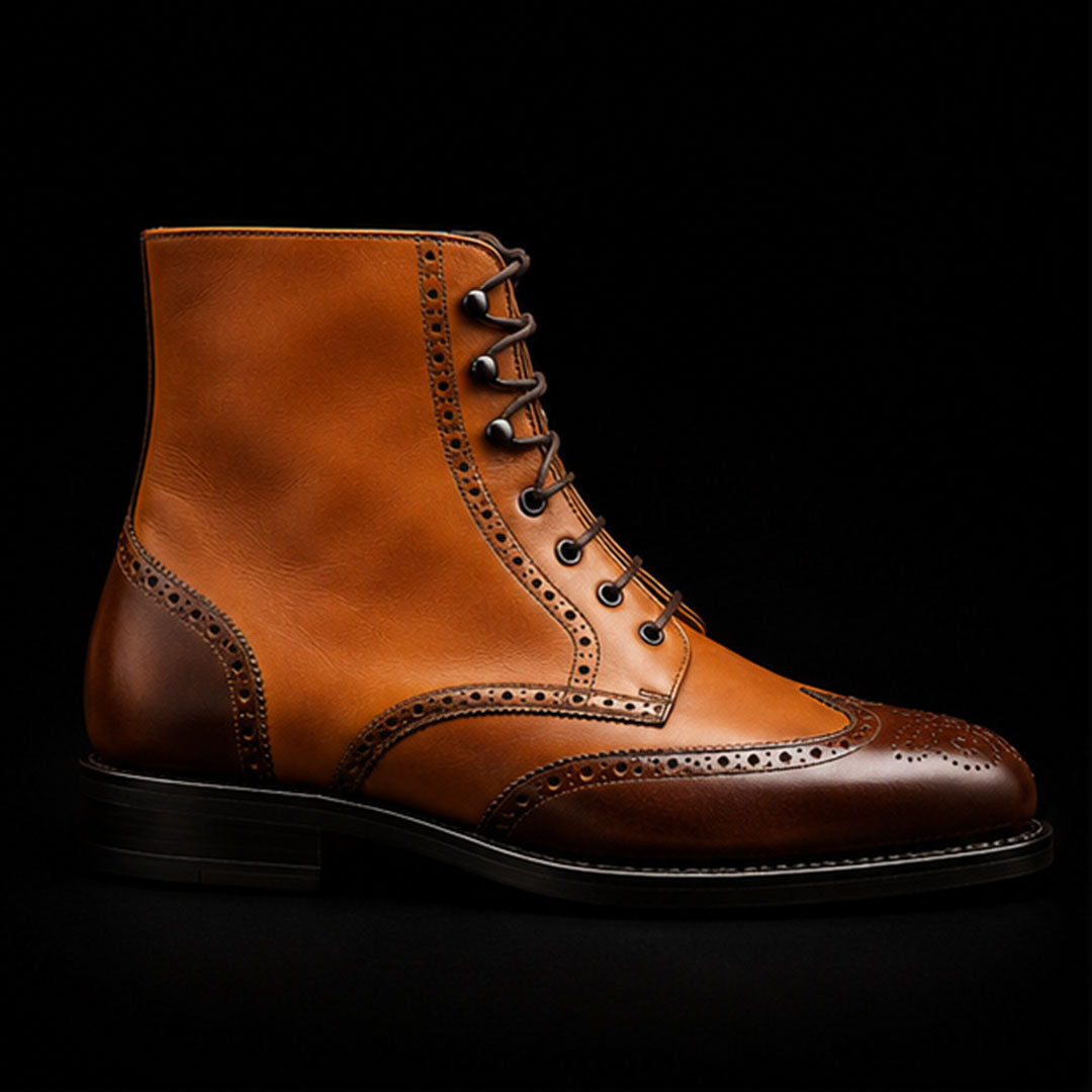 The Doeskin – Dual Tone Brown Wingtip Ankle Boots | Leather Shoe