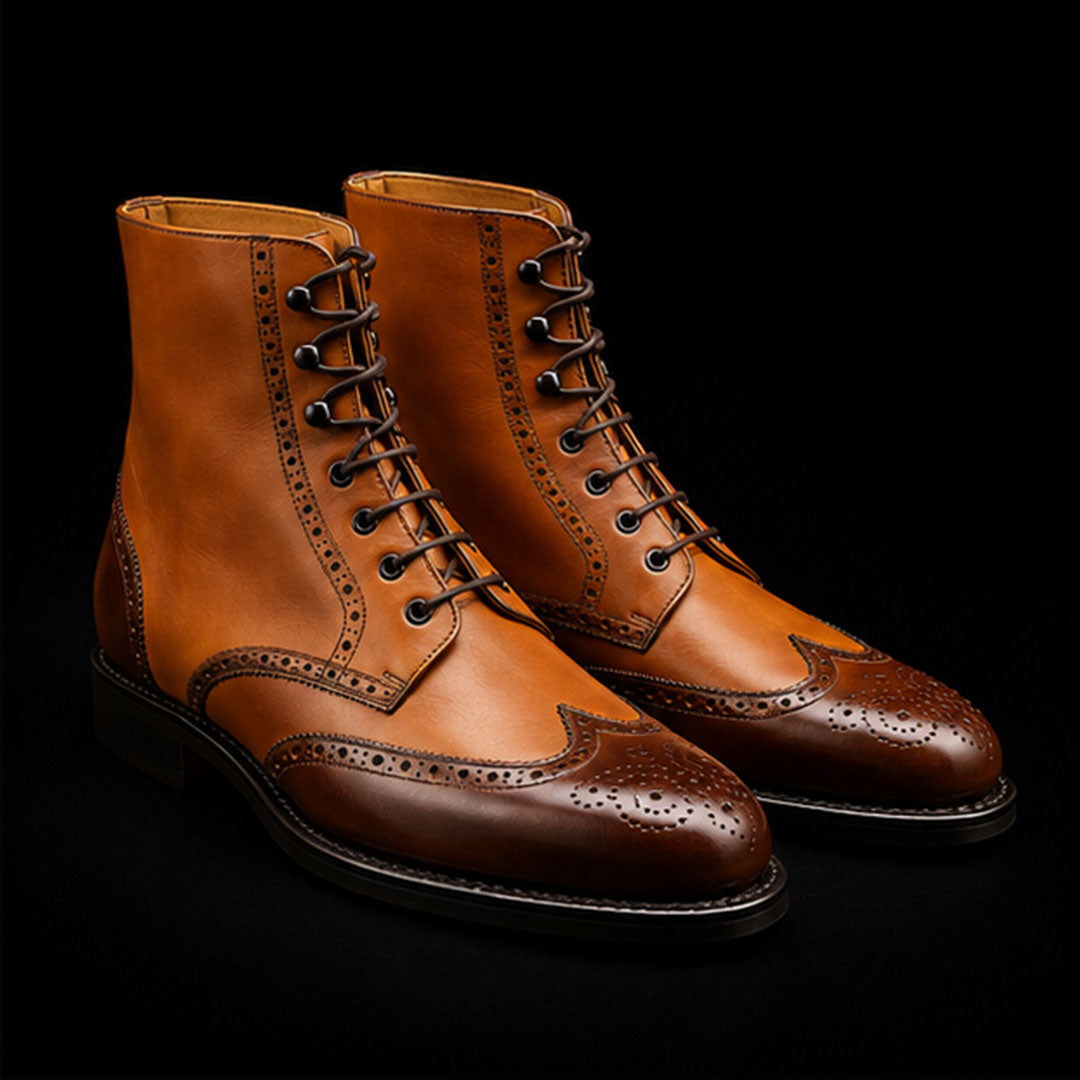 The Doeskin – Dual Tone Brown Wingtip Ankle Boots | Leather Shoe