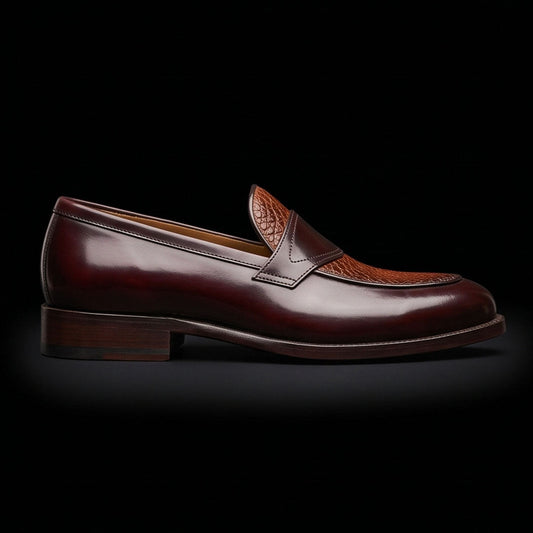 The Ochre – Dual Tone Brown Calf Leather Penny Loafer | Leather Shoe