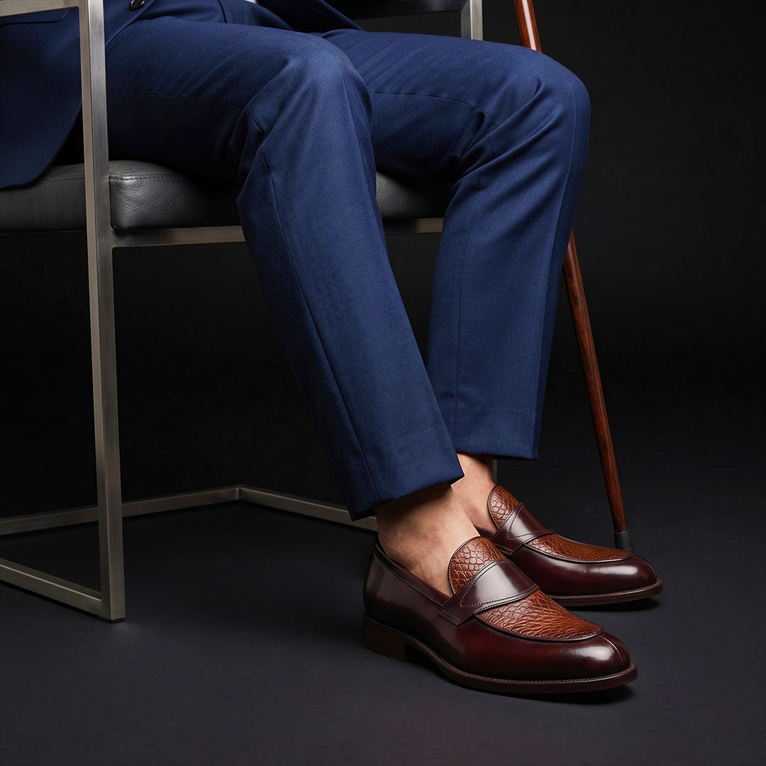 The Ochre – Dual Tone Brown Calf Leather Penny Loafer | Leather Shoe