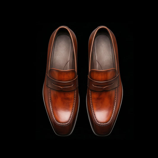 The Perugia – Dual Tone Brown Patina Penny Loafer | Leather Shoe