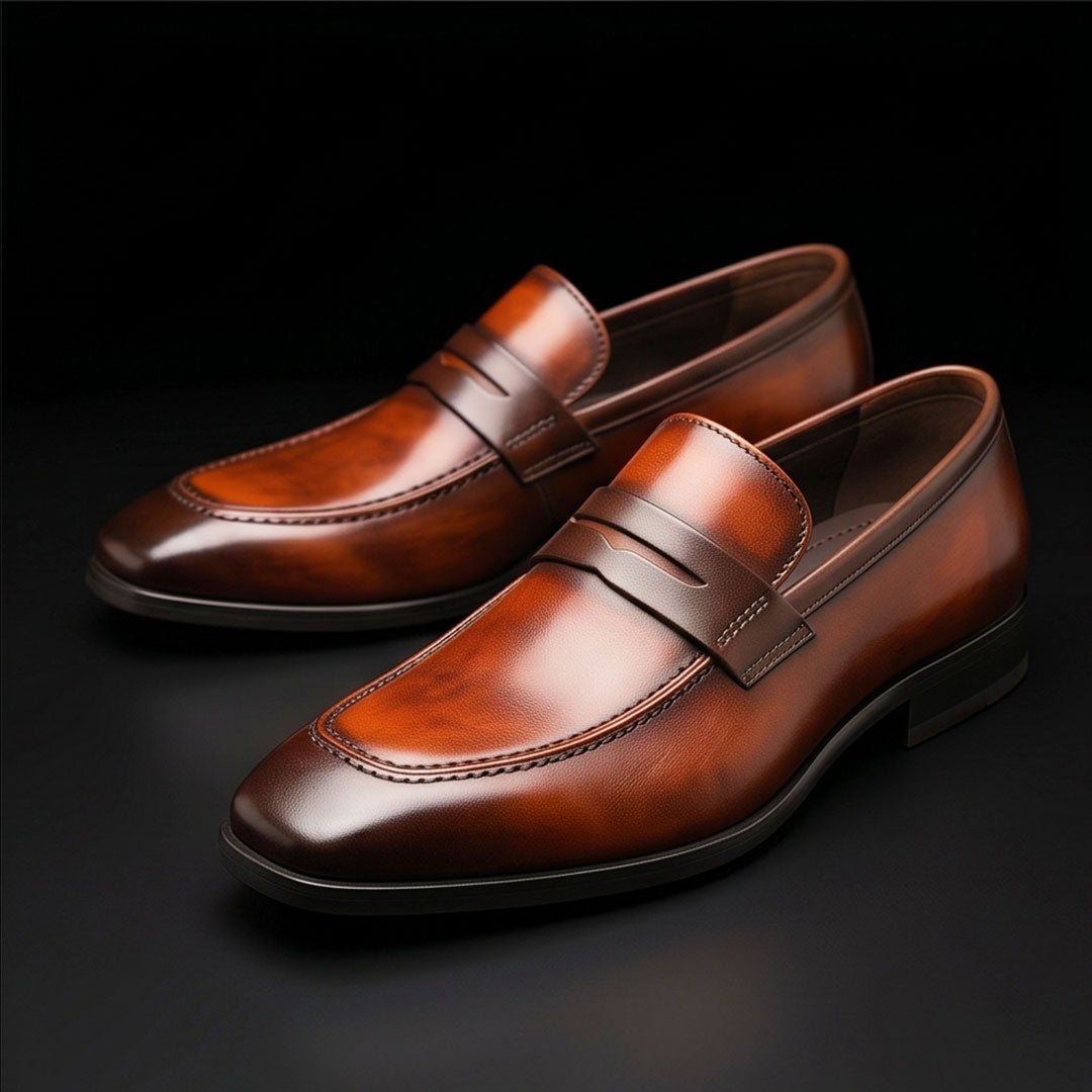 The Perugia – Dual Tone Brown Patina Penny Loafer | Leather Shoe