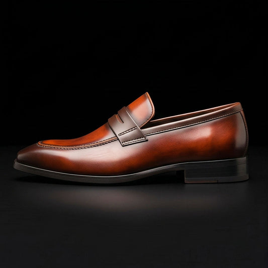 The Perugia – Dual Tone Brown Patina Penny Loafer | Leather Shoe