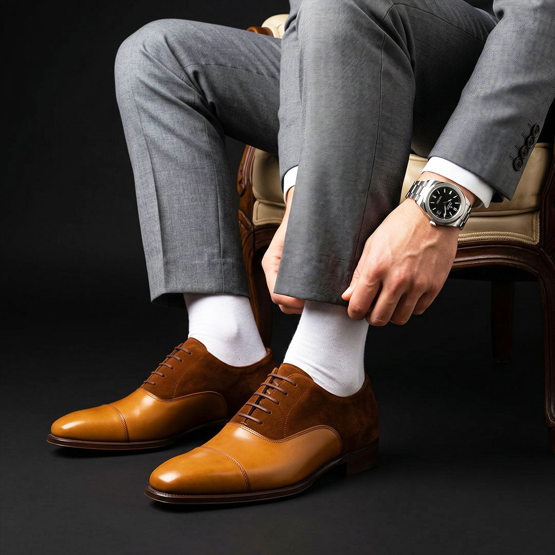 The Swivel – Dual Tone Brown Suede Oxford | Leather Shoe