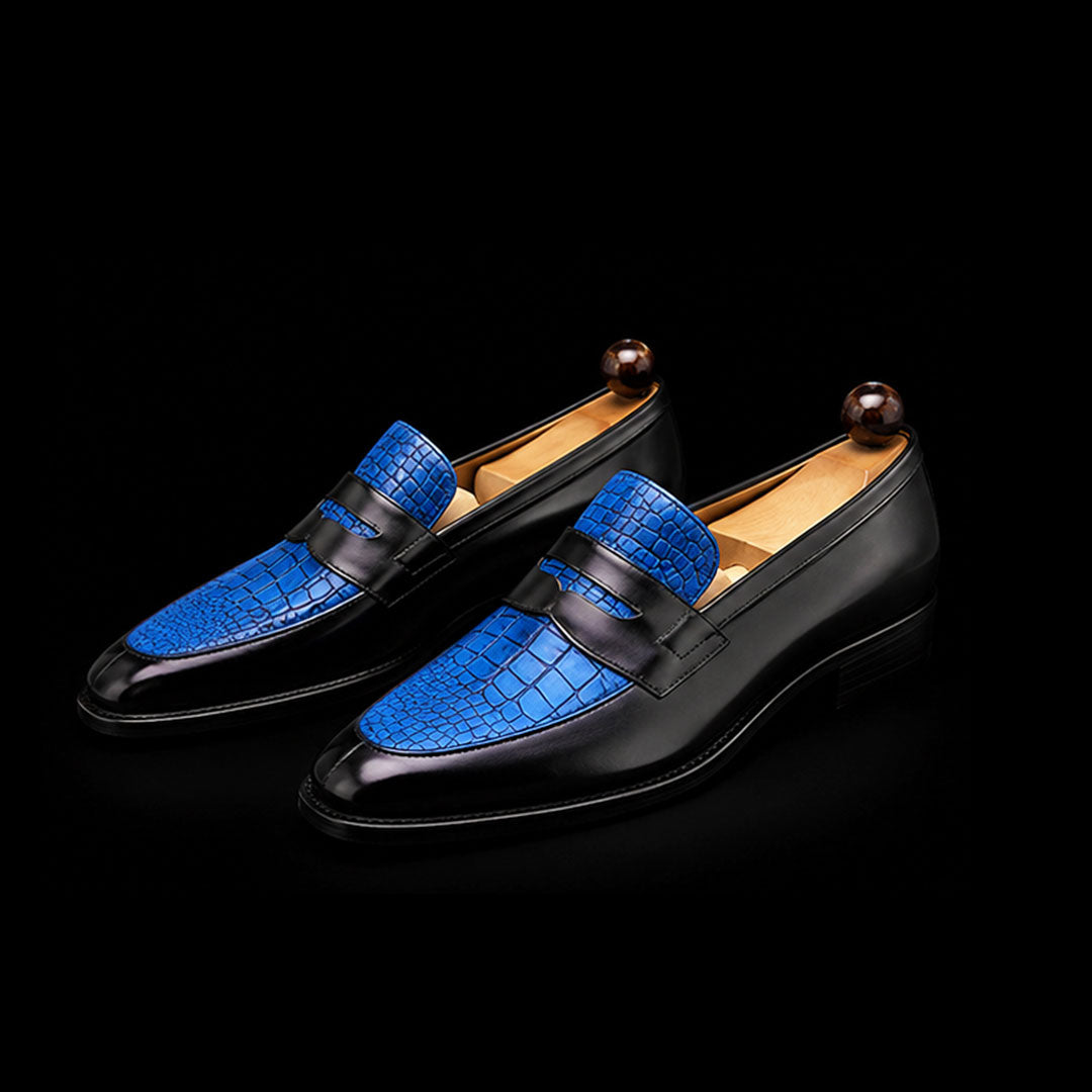 The Pommel – Black & Blue Genuine Leather Penny Loafer | Leather Shoe