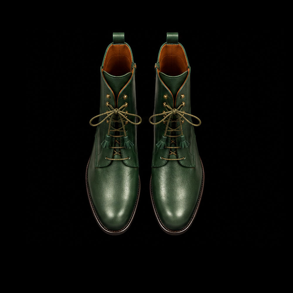 The Buffalo – Green Genuine Calf Leather Tall Boots | Leather Shoe