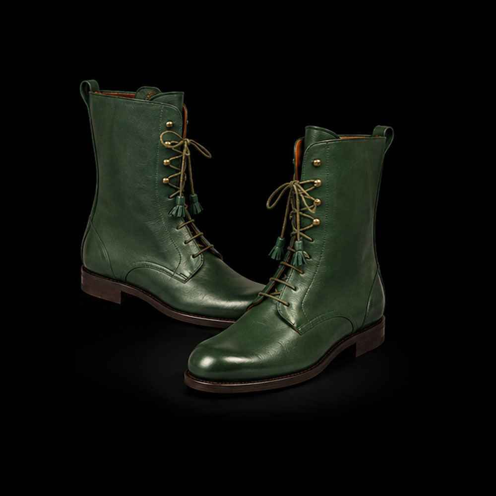 The Buffalo – Green Genuine Calf Leather Tall Boots | Leather Shoe