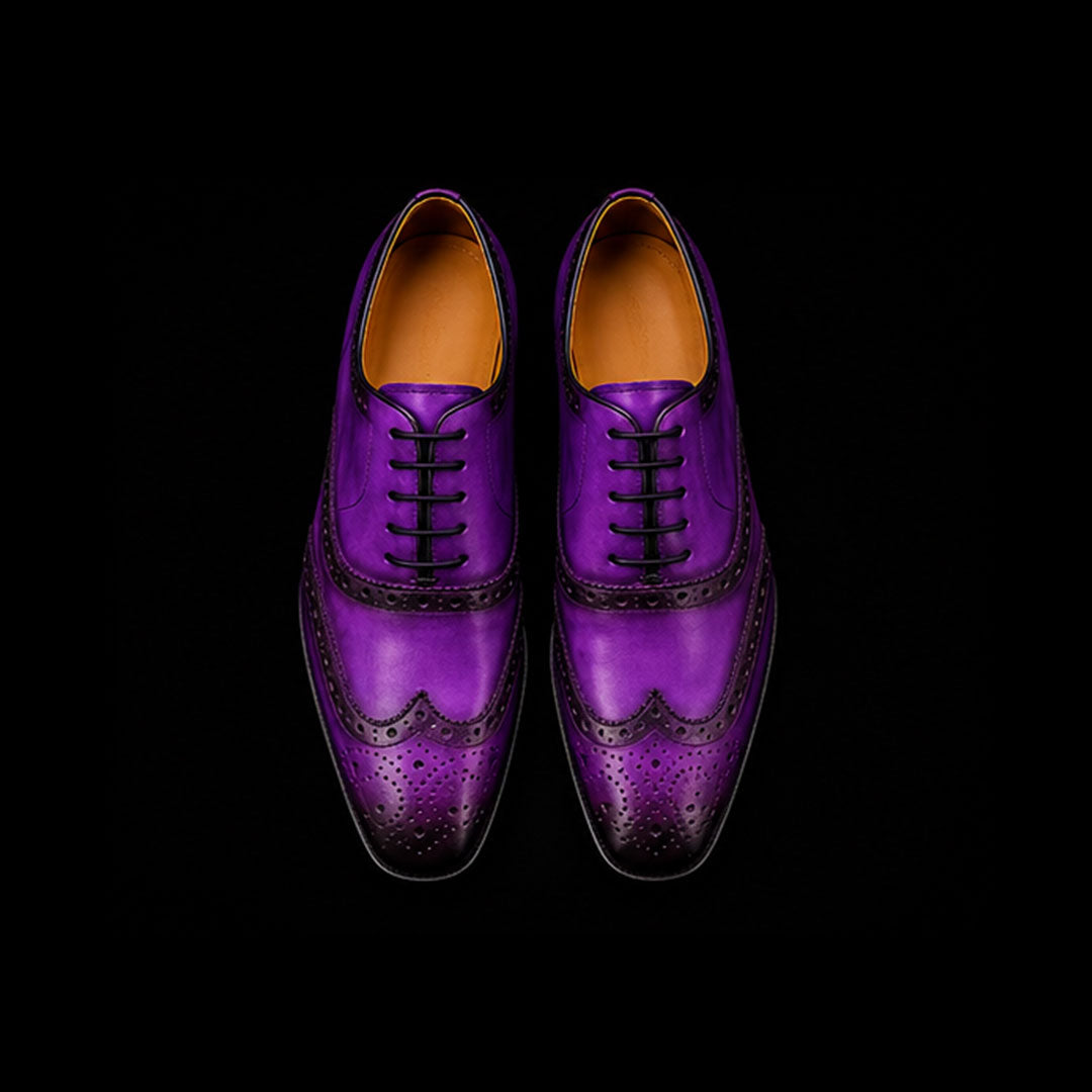 The Equine – Purple Genuine Leather Wingtip Oxford | Leather Shoe