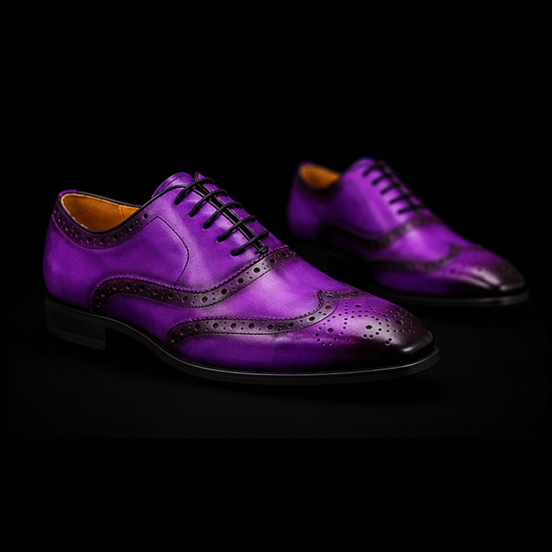 The Equine – Purple Genuine Leather Wingtip Oxford | Leather Shoe