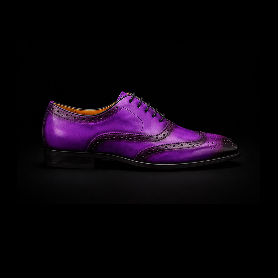 The Equine – Purple Genuine Leather Wingtip Oxford | Leather Shoe