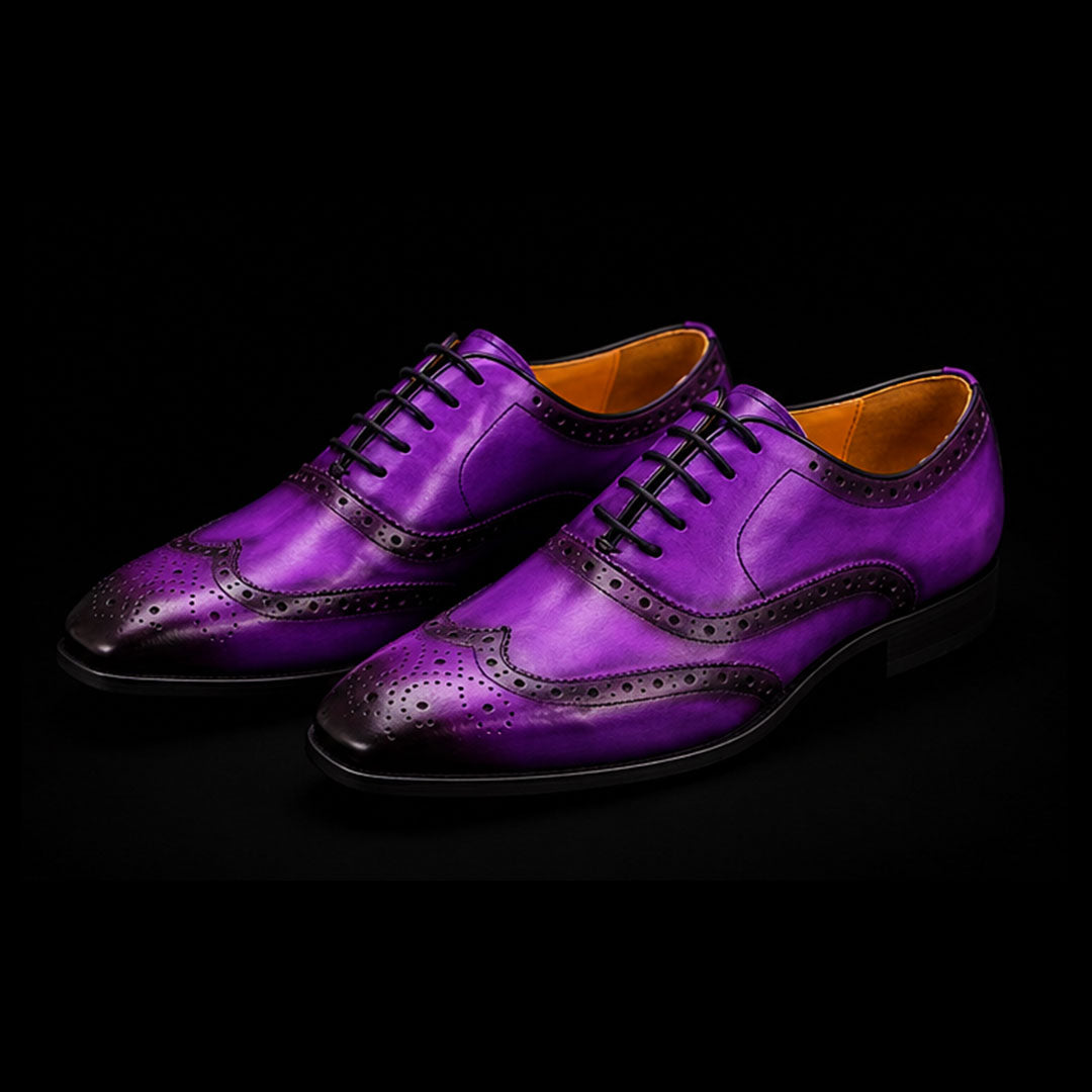 The Equine – Purple Genuine Leather Wingtip Oxford | Leather Shoe