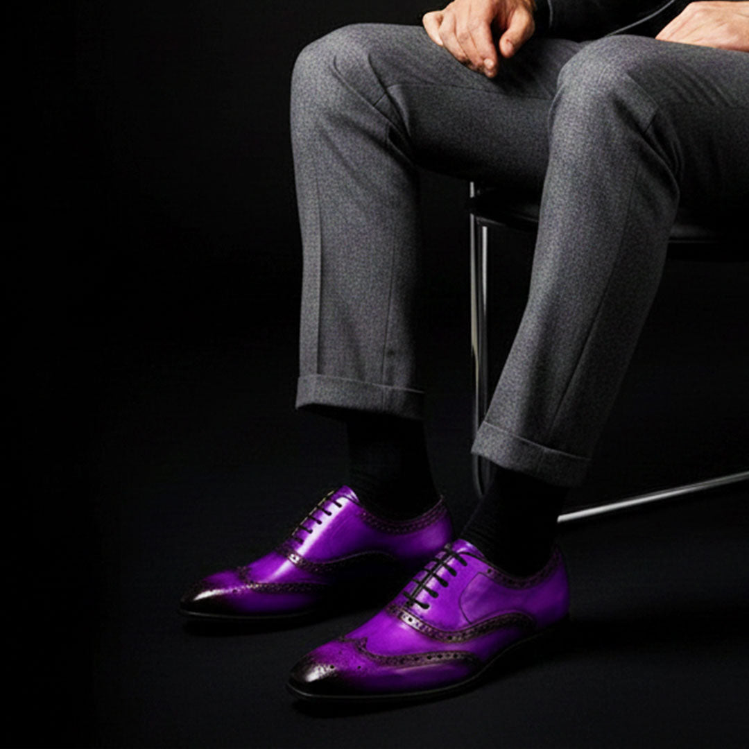 The Equine – Purple Genuine Leather Wingtip Oxford | Leather Shoe