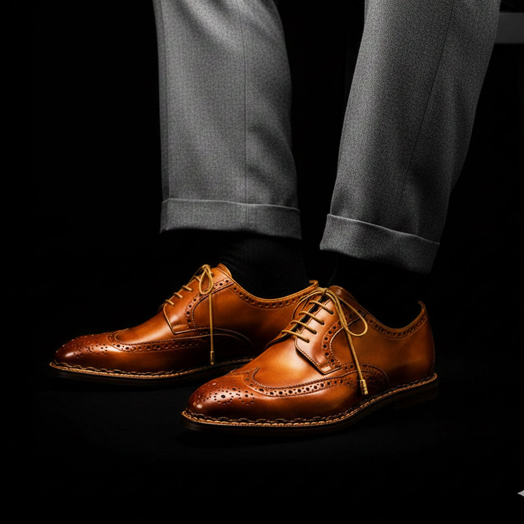 The Maestro – Tan Genuine Leather Wingtip Oxford | Leather Shoe