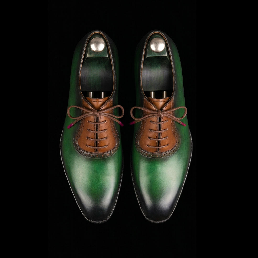 The Temper – Green & Brown Patina Brogue Oxford | Leather Shoe