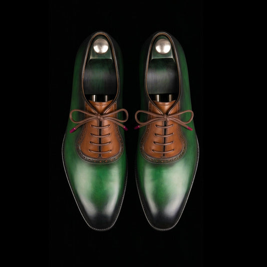 The Temper – Green & Brown Patina Brogue Oxford | Leather Shoe