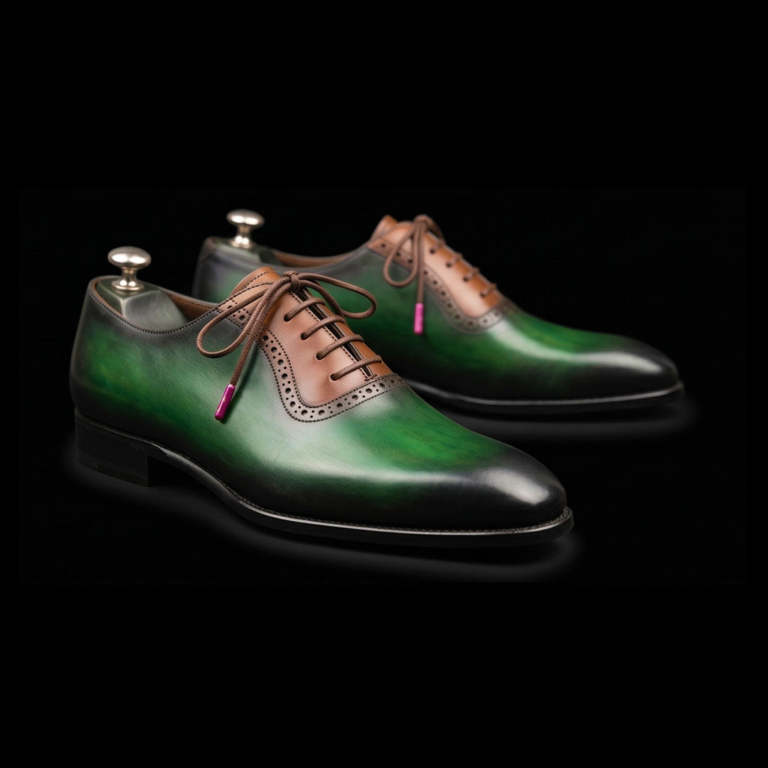 The Temper – Green & Brown Patina Brogue Oxford | Leather Shoe