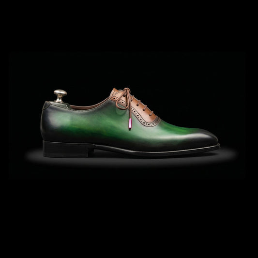 The Temper – Green & Brown Patina Brogue Oxford | Leather Shoe