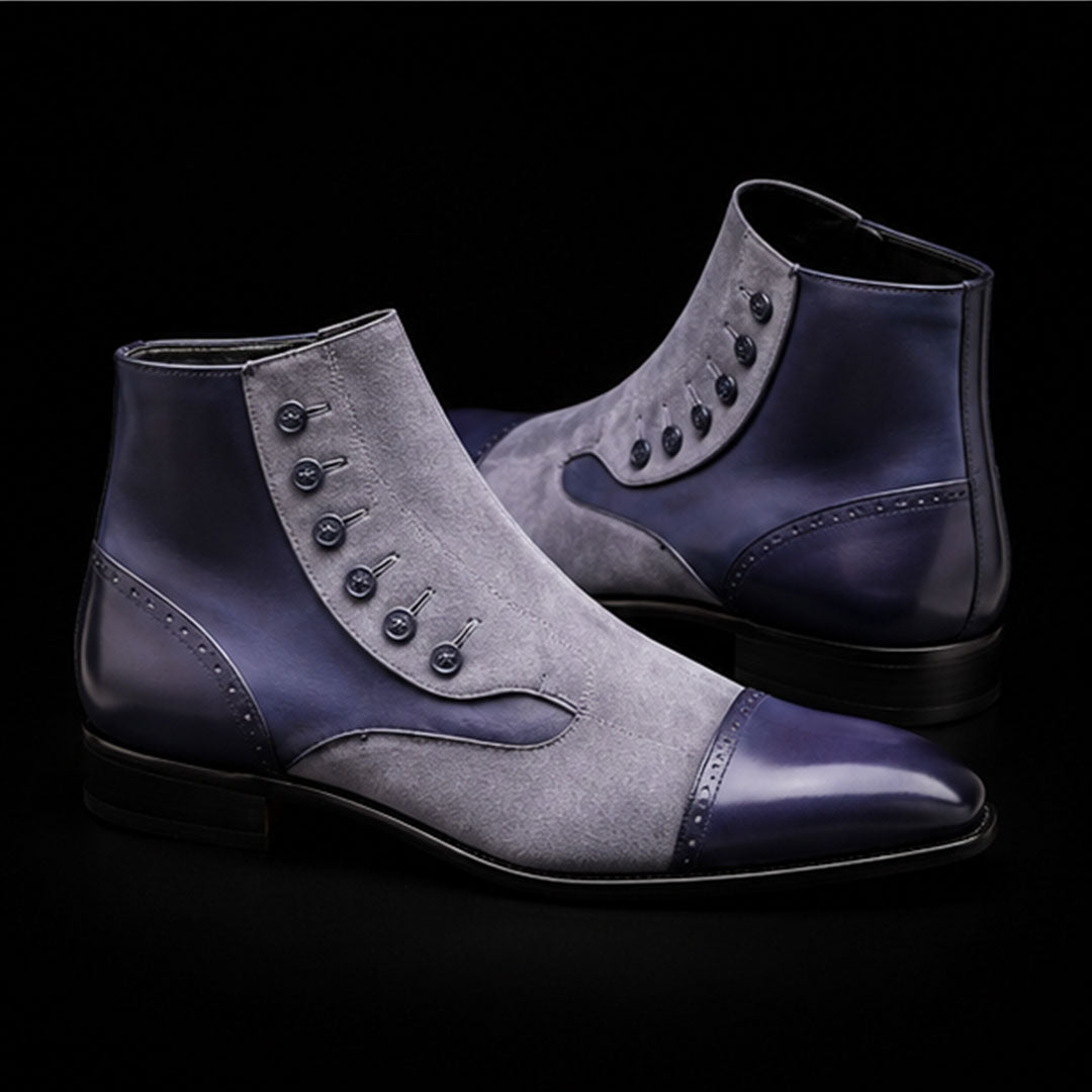 The Cuoio – Grey Patina & Suede Button Boots | Leather Shoe