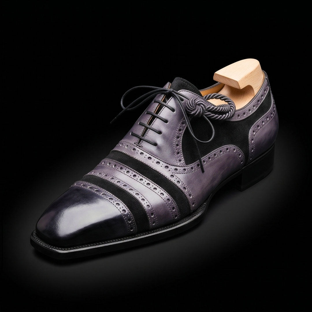 The Craftsman – Grey & Black Cap Toe Oxford | Leather Shoe