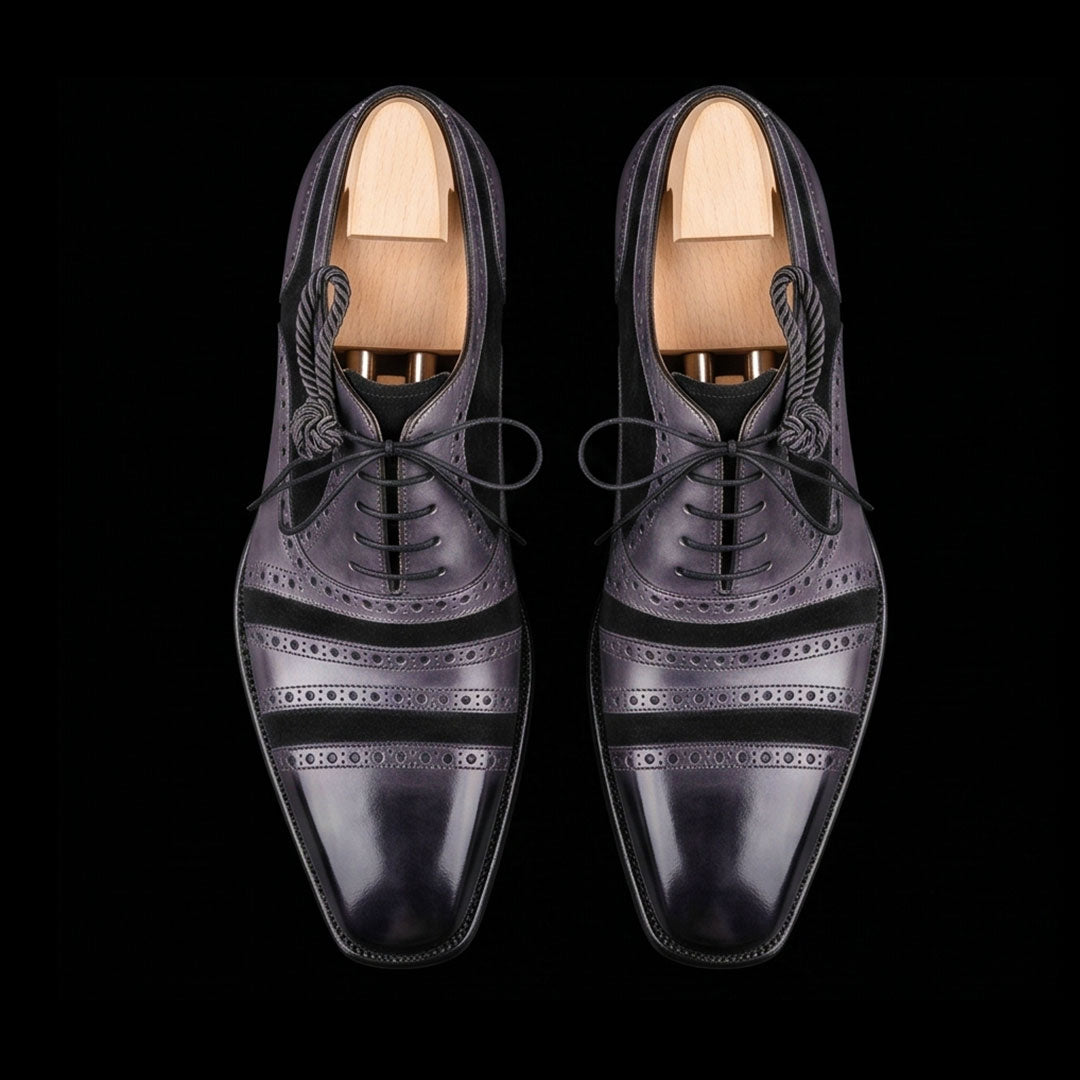 The Craftsman – Grey & Black Cap Toe Oxford | Leather Shoe
