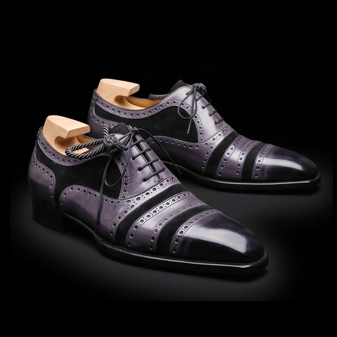 The Craftsman – Grey & Black Cap Toe Oxford | Leather Shoe