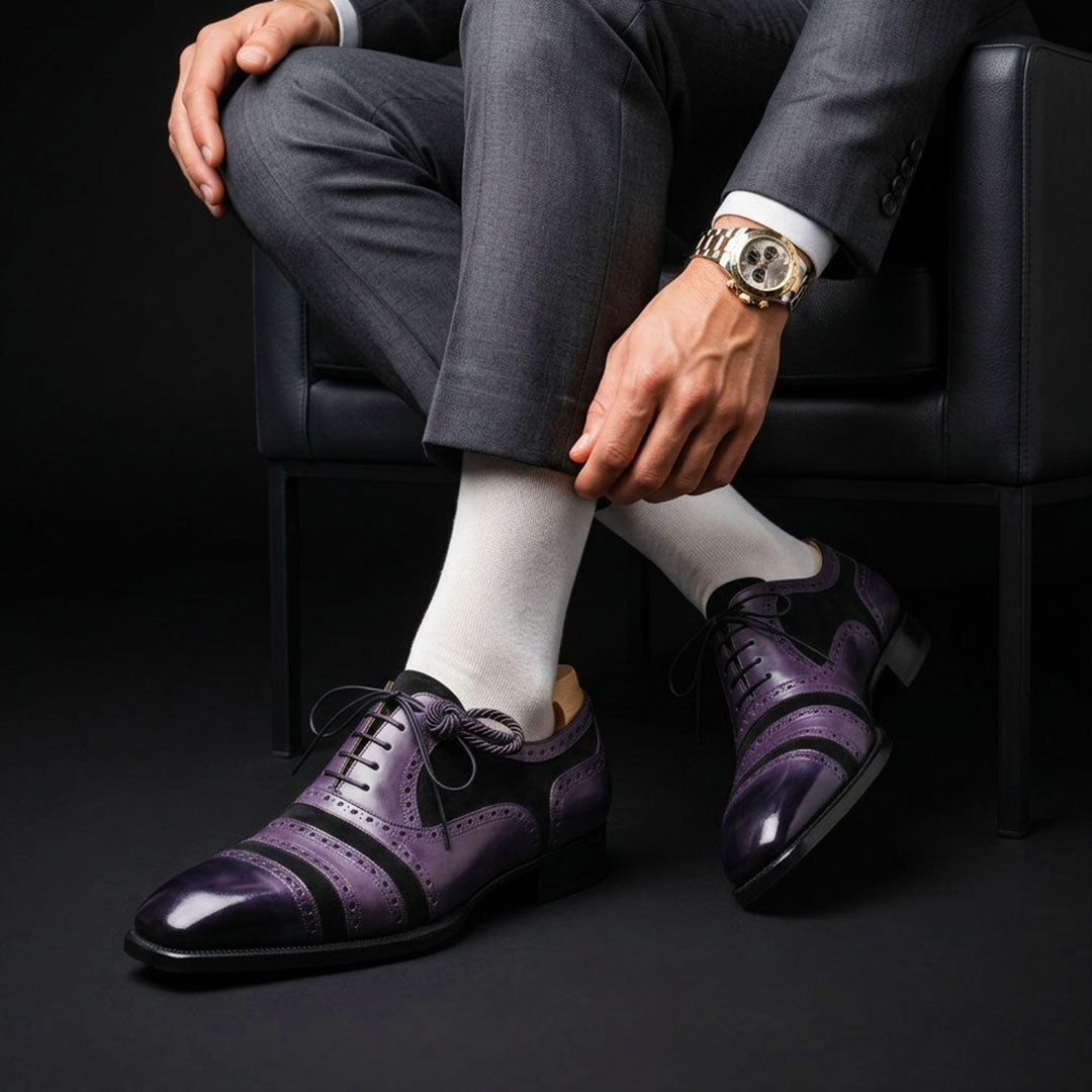 The Craftsman – Grey & Black Cap Toe Oxford | Leather Shoe