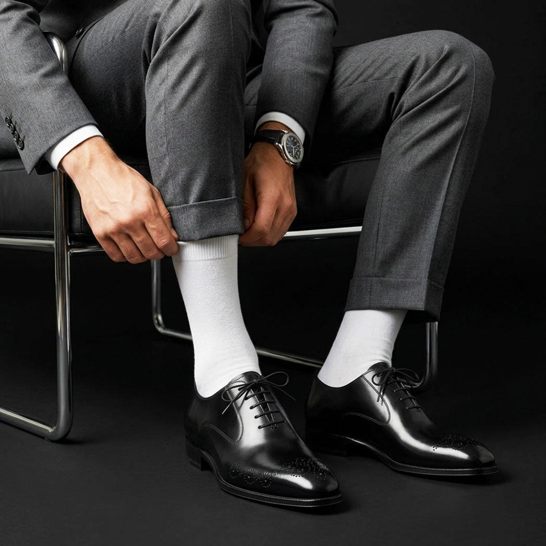 The Tang – Black Leather Medallion Toe Oxford | Leather Shoe