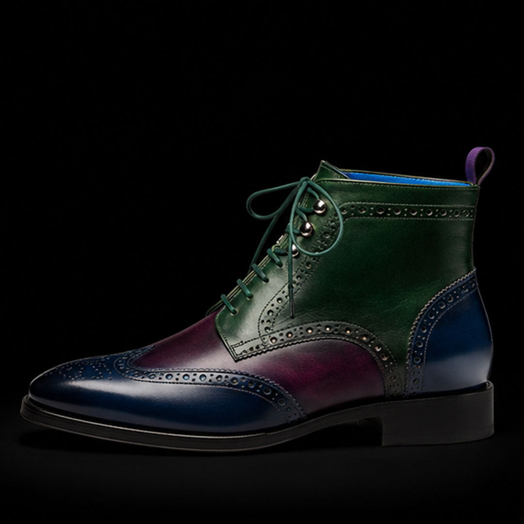 The Kiltie – Tri-Tone Wingtip Ankle Boots | Leather Shoe