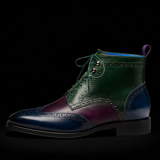 The Kiltie – Tri-Tone Wingtip Ankle Boots | Leather Shoe
