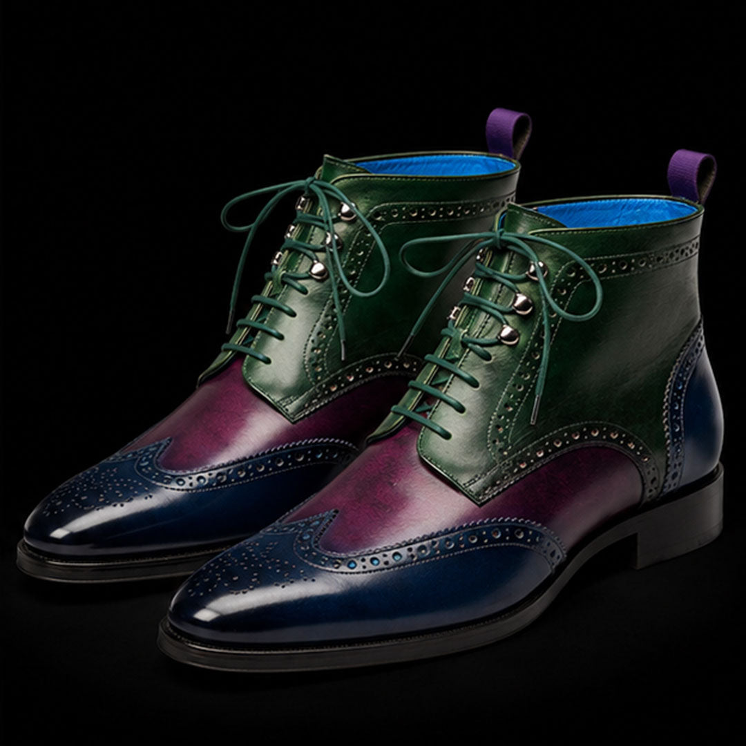 The Kiltie – Tri-Tone Wingtip Ankle Boots | Leather Shoe