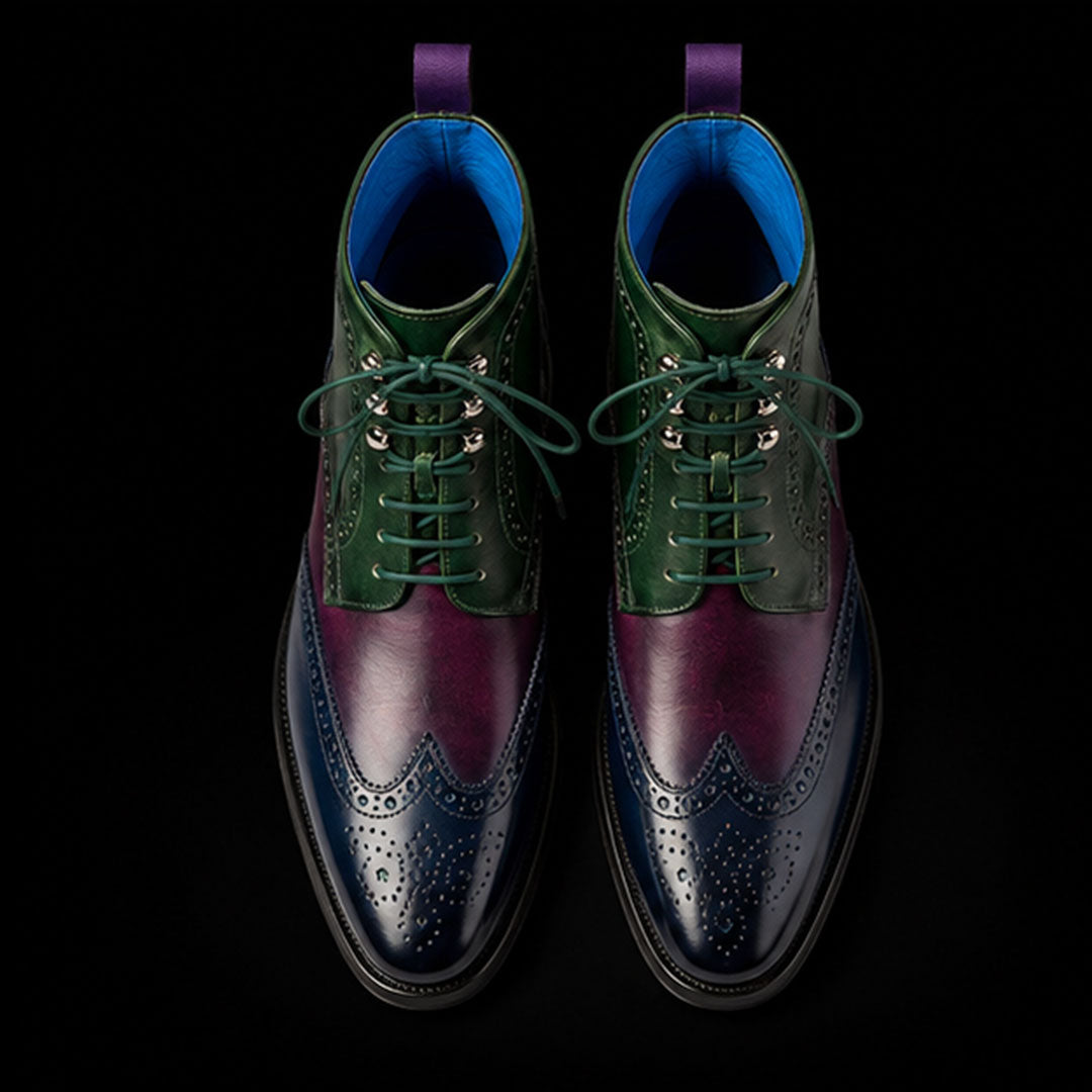 The Kiltie – Tri-Tone Wingtip Ankle Boots | Leather Shoe