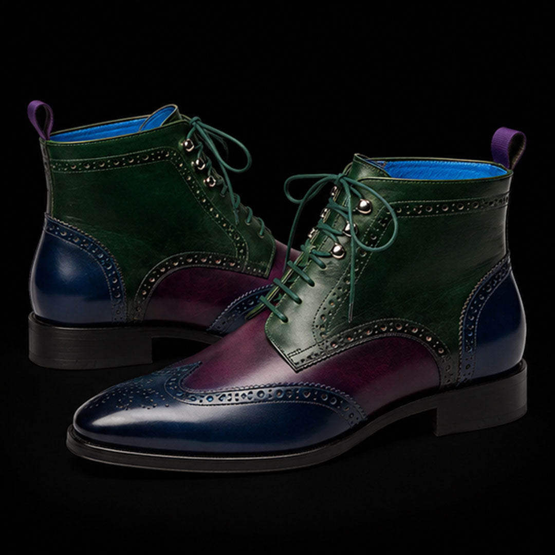 The Kiltie – Tri-Tone Wingtip Ankle Boots | Leather Shoe