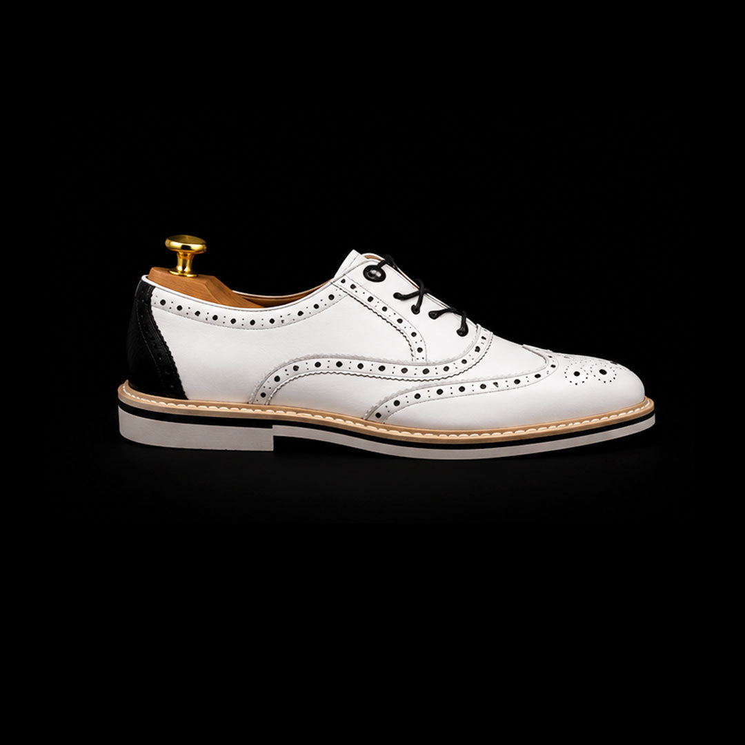 The Como – White & Black Luxury Wingtip Oxford | Leather Shoe