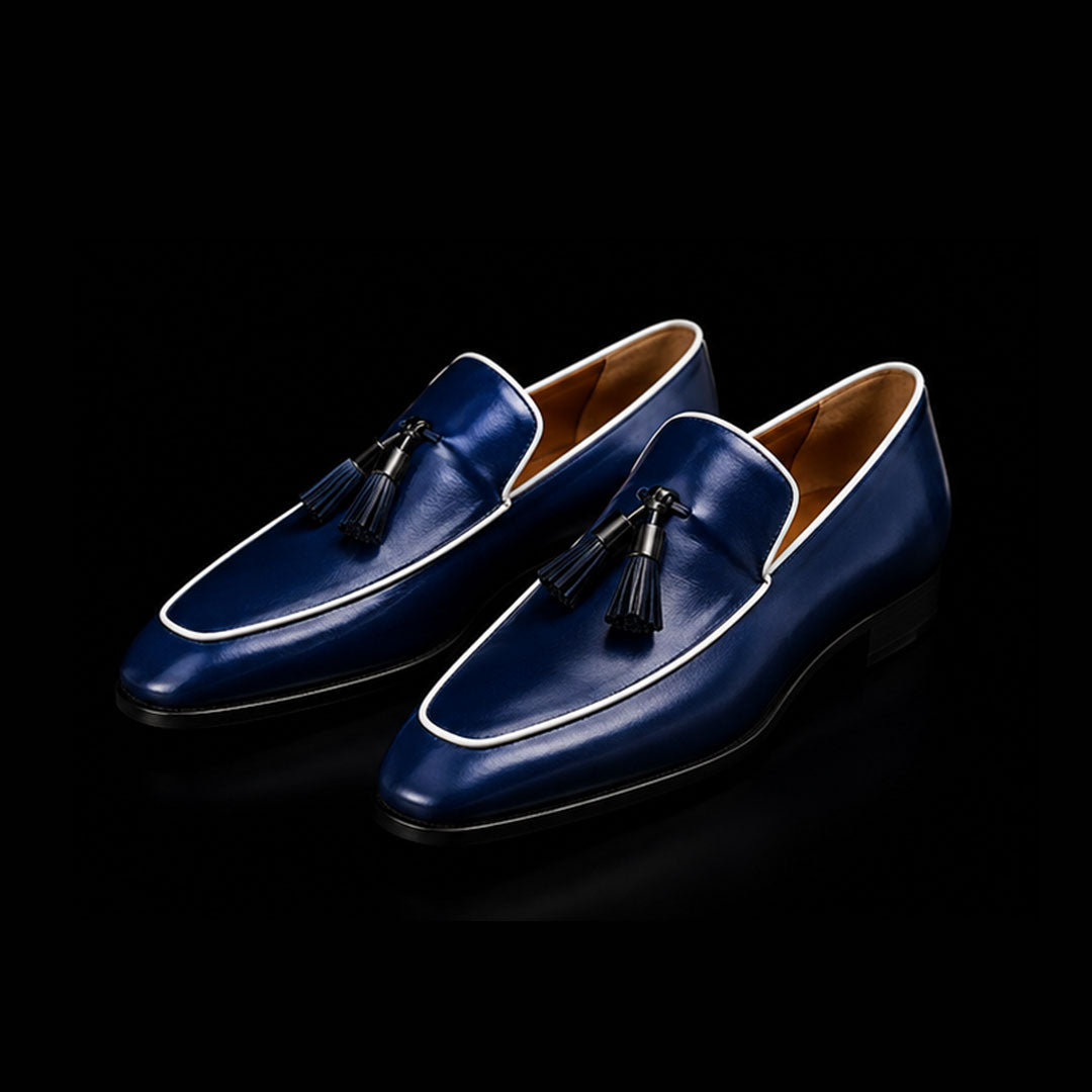 The Naples – Navy Blue Tasseled Moccasin Loafer | Leather Shoe