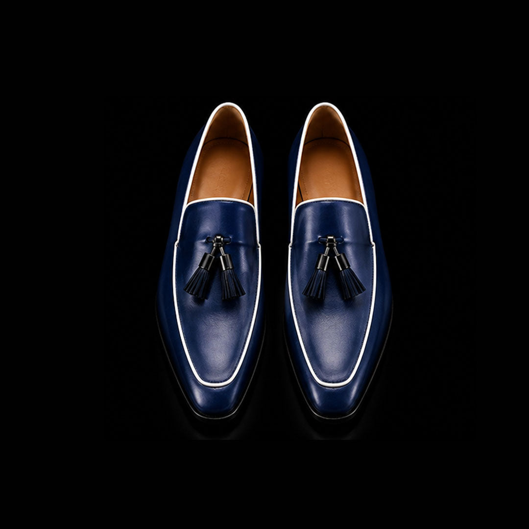 The Naples – Navy Blue Tasseled Moccasin Loafer | Leather Shoe