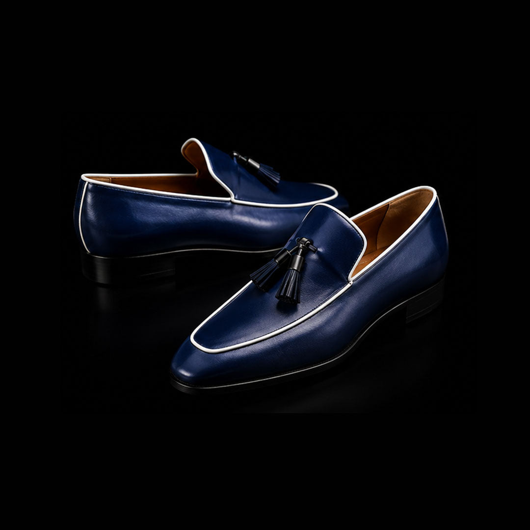 The Naples – Navy Blue Tasseled Moccasin Loafer | Leather Shoe