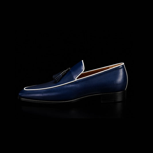 The Naples – Navy Blue Tasseled Moccasin Loafer | Leather Shoe