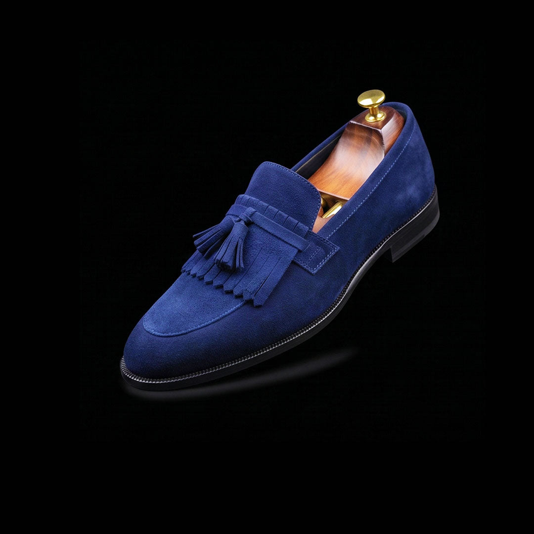The Arzignano – Navy Suede Fringed Tassel Loafer | Leather Shoe