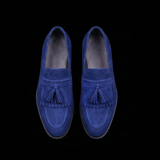 The Arzignano – Navy Suede Fringed Tassel Loafer | Leather Shoe