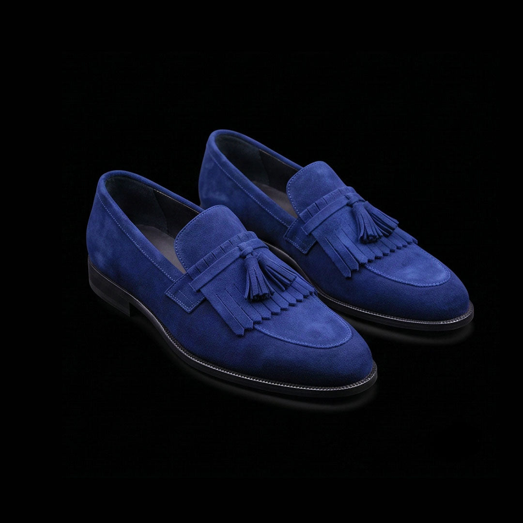 The Arzignano – Navy Suede Fringed Tassel Loafer | Leather Shoe