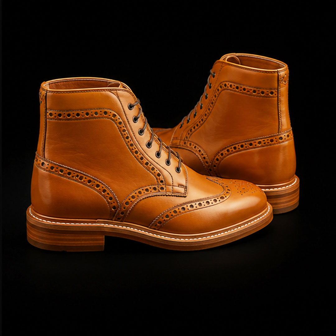 The Brescia – Tan Brown Wingtip Ankle Boots | Leather Shoe
