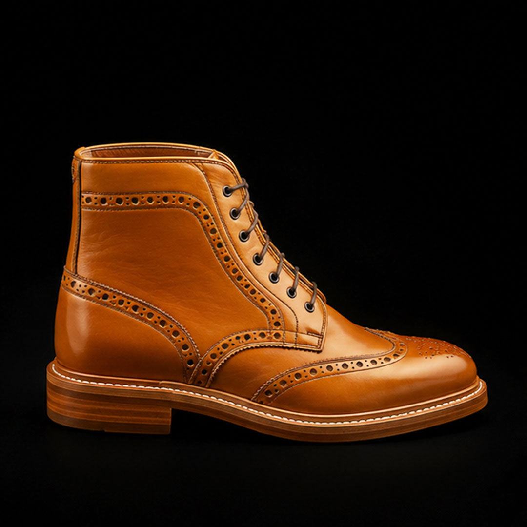 The Brescia – Tan Brown Wingtip Ankle Boots | Leather Shoe
