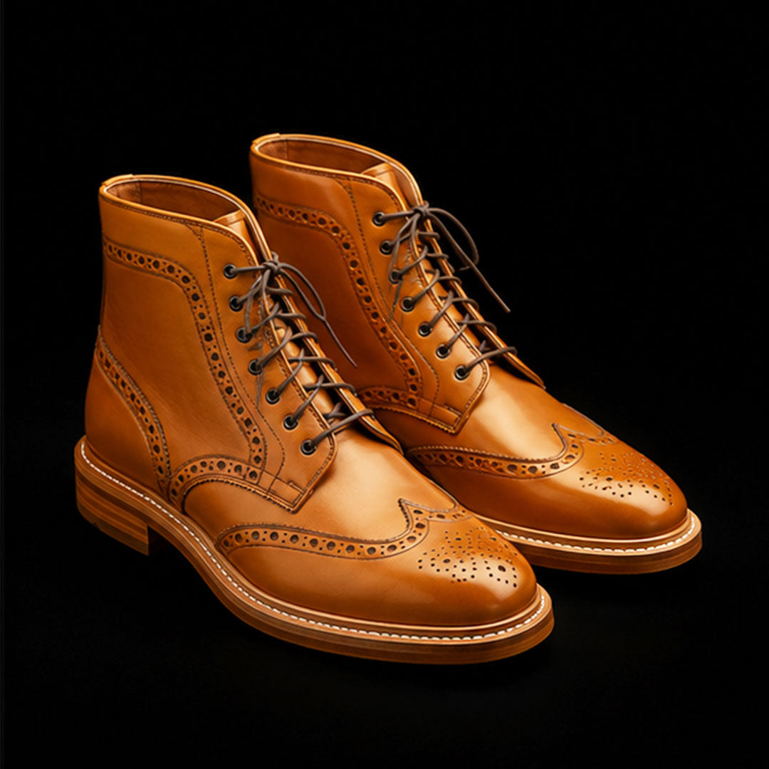 The Brescia – Tan Brown Wingtip Ankle Boots | Leather Shoe