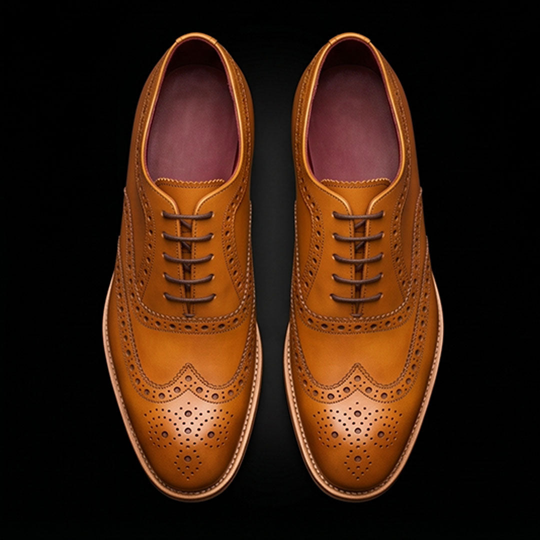 The Saddle – Tan Wingtip Brogue Oxford | Leather Shoe