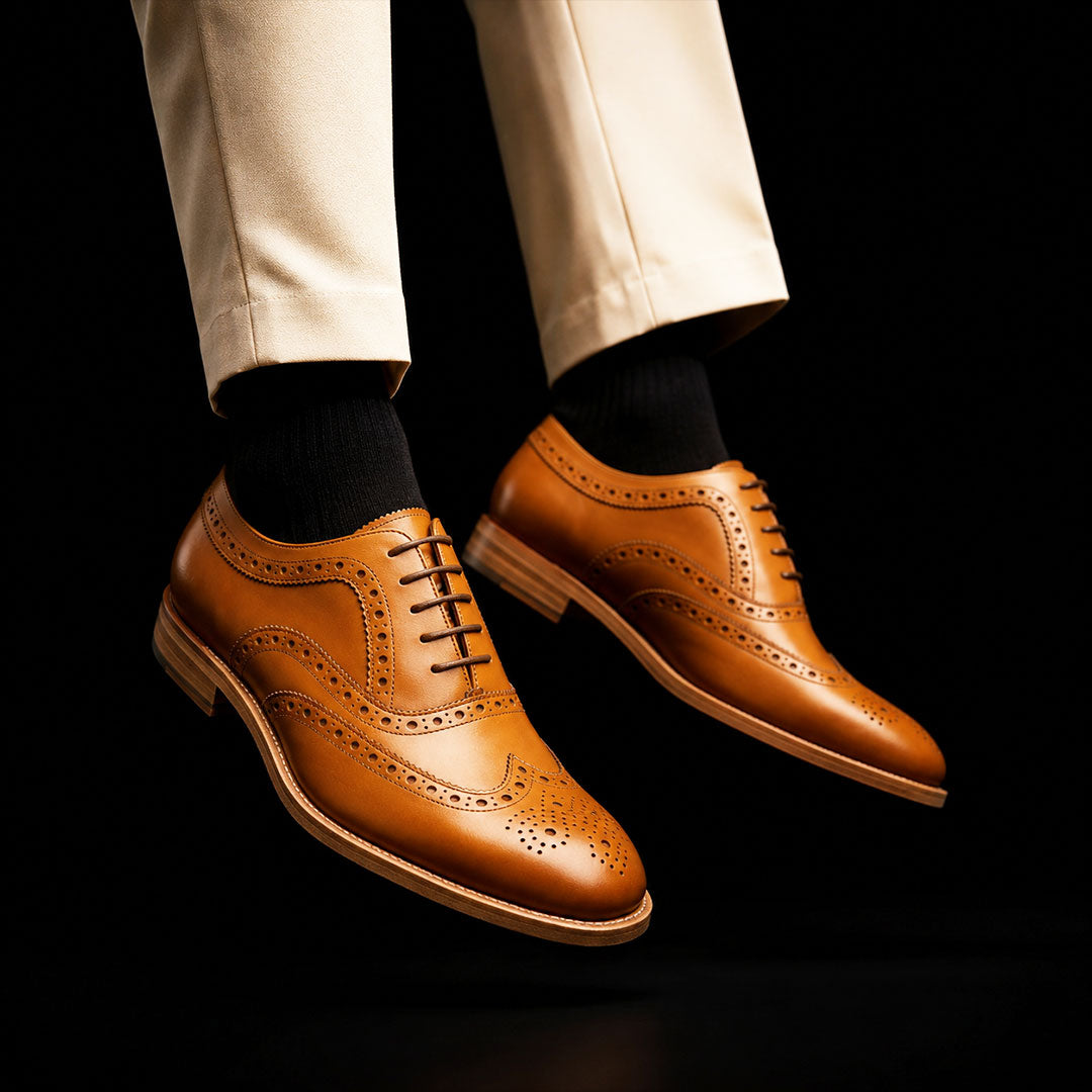 The Saddle – Tan Wingtip Brogue Oxford | Leather Shoe