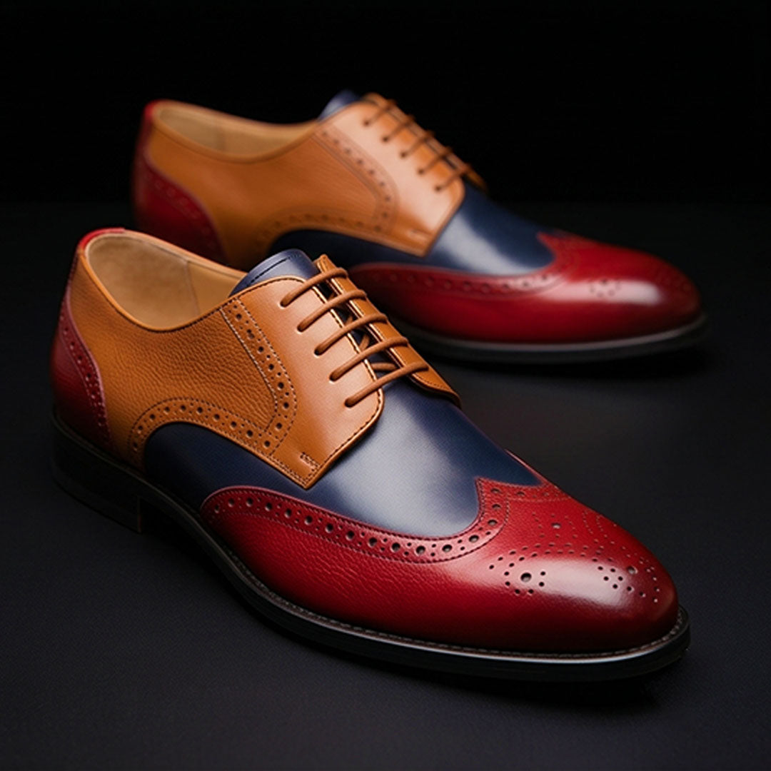 The Bergamo – Tri-Tone Genuine Wingtip Oxford | Leather Shoe